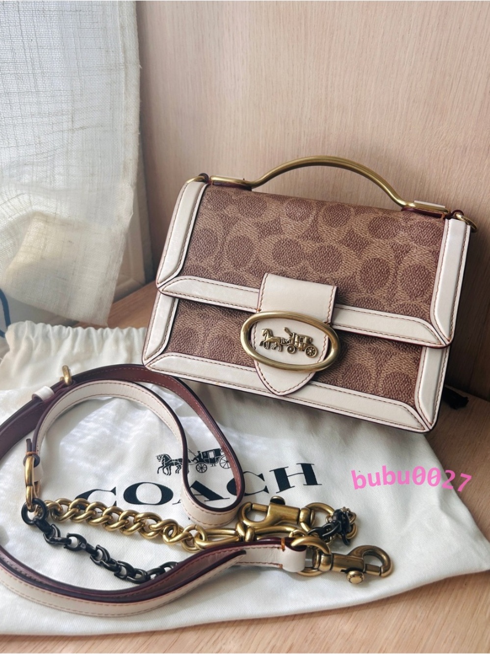 Coach👜Riley Top Handle 18 In Signature Canvas 73934 Tan Chalk Vintage y2k
